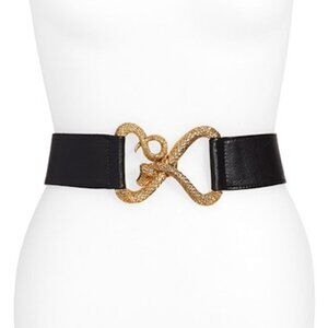 Raina Eden Black Leather Gold Snake Buckle Adjustable Belt